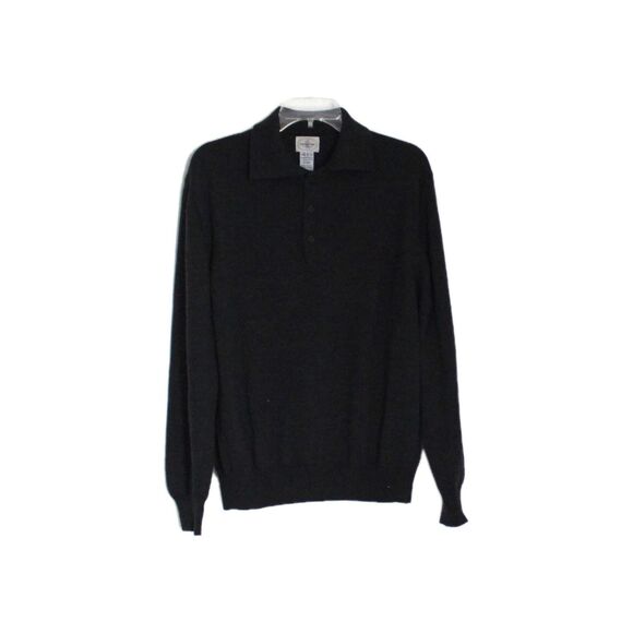 Linea Uomo Polo Merinoi Wool Collared Sweater Dark Gray Size L - Picture 1 of 5